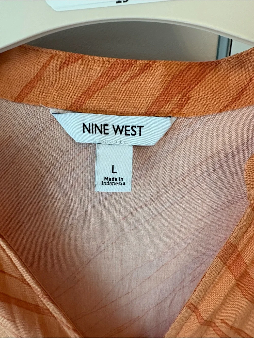 Nine West Womens Orange Abstract Tiger Print Sleeveless Tiered Ruffle Tunic L